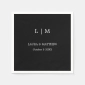 Einfache Monogramm-Schwarze Hochzeit Serviette (Vorderseite)