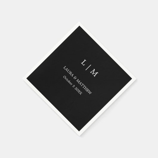 Einfache Monogramm-Schwarze Hochzeit Serviette (Ecke)