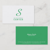 Einfache Monogramm (Smaragdgrün) Visitenkarte (Vorne/Hinten)