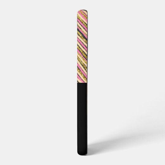 Einfache Monogramm Streifen Abstrakt rosa Gelb Samsung Galaxy Hülle (Linke Seite)