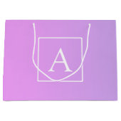 Einfache Monogramm | Subtile Rosa/Lila Ombre Große Geschenktüte (Vorderseite)