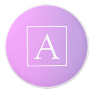Einfache Monogramm Subtile Rosa/Lila Ombre Keramikknauf
