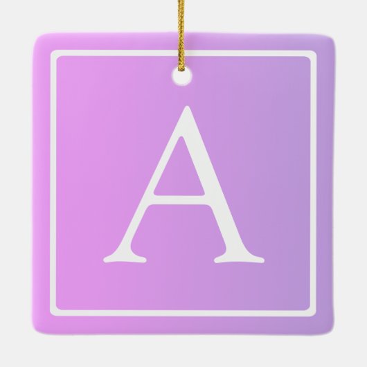 Einfache Monogramm | Subtile Rosa/Lila Ombre Keramikornament (Rückseite)