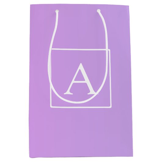 Einfache Monogramm | Subtile Rosa/Lila Ombre Mittlere Geschenktüte (Vorderseite)