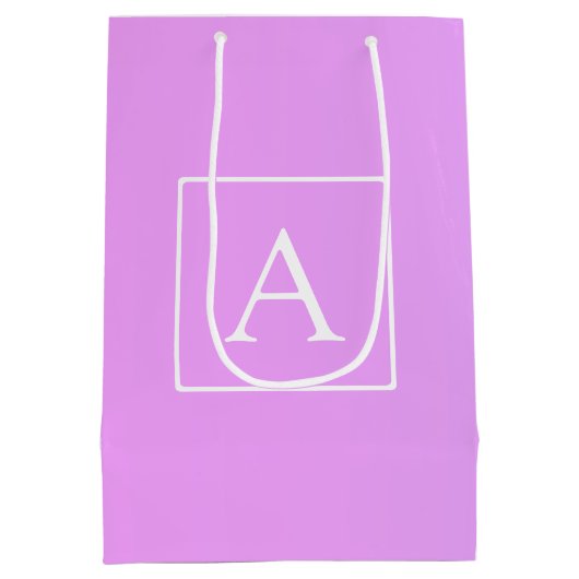 Einfache Monogramm | Subtile Rosa/Lila Ombre Mittlere Geschenktüte (Rückseite)