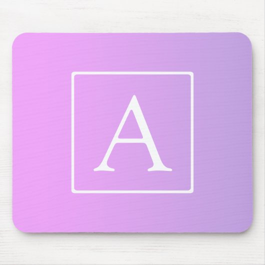 Einfache Monogramm | Subtile Rosa/Lila Ombre Mousepad (Vorne)