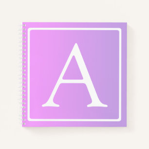 Einfache Monogramm Subtile Rosa/Lila Ombre Notizblock