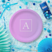 Einfache Monogramm | Subtile Rosa/Lila Ombre Pappteller (Party)