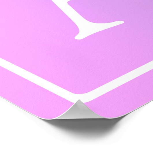 Einfache Monogramm | Subtile Rosa/Lila Ombre Poster (Ecke)
