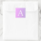 Einfache Monogramm | Subtile Rosa/Lila Ombre Quadratischer Aufkleber (Tasche)