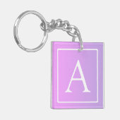 Einfache Monogramm | Subtile Rosa/Lila Ombre Schlüsselanhänger (Vorderseite links)