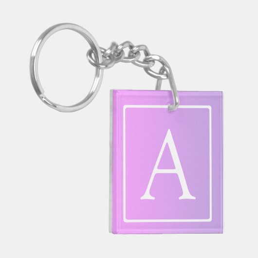 Einfache Monogramm | Subtile Rosa/Lila Ombre Schlüsselanhänger (Vorderseite links)