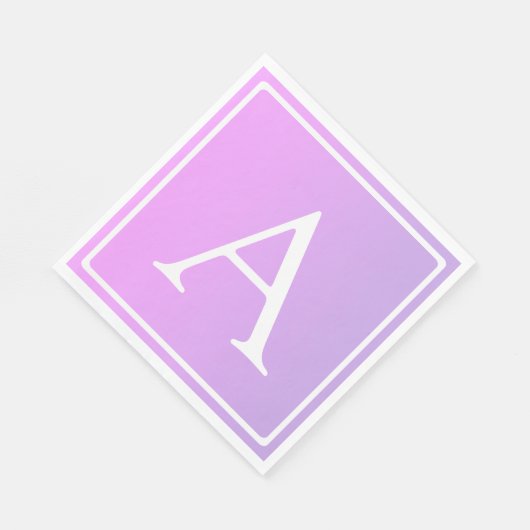 Einfache Monogramm | Subtile Rosa/Lila Ombre Serviette (Ecke)