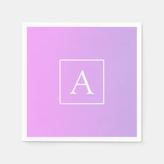 Einfache Monogramm | Subtile Rosa/Lila Ombre Serviette (Vorderseite)