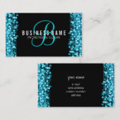 Einfache Monogramm-Türkis-Lichter u. Glitzern Visitenkarte (Vorne/Hinten)