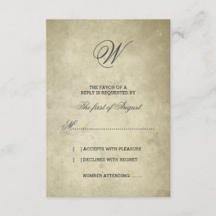 Einfache Monogramm UAWG für Vintages Papier RSVP Karte