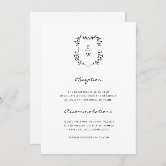 Einfache Monogramm-Umschließungskarte Begleitkarte (Vorne/Hinten)