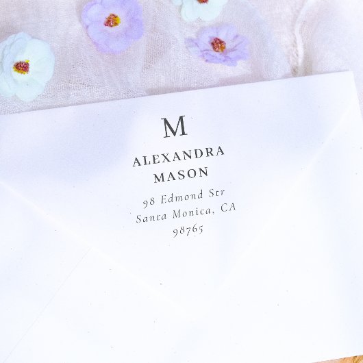 Einfache Monogramm und Personalisierte Rücksendead Gummistempel