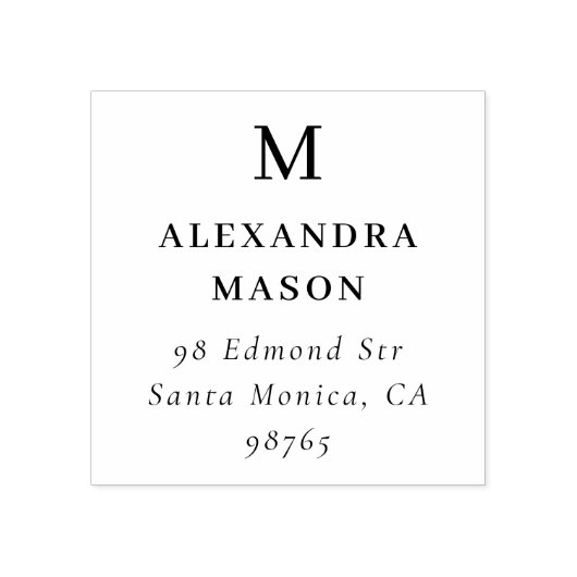 Einfache Monogramm und Personalisierte Rücksendead Gummistempel (Prägung)