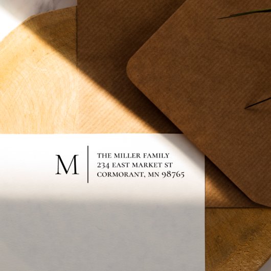 Einfache Monogramm und Rücksendeadresse Gummistempel