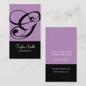 Einfache Monogramm-Visitenkarte (Lavendel) Visitenkarte (Vorne/Hinten)