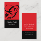 Einfache Monogramm-Visitenkarte (rot) Visitenkarte (Vorne/Hinten)