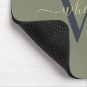 Einfache Monogrammbezeichnung & Anfangsolivgrün Mousepad (Ecke)
