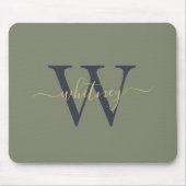 Einfache Monogrammbezeichnung & Anfangsolivgrün Mousepad (Vorne)