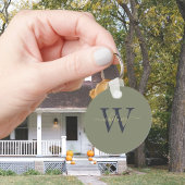 Einfache Monogrammbezeichnung & Anfangsolivgrün Schlüsselanhänger