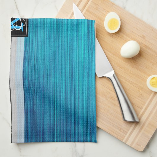 Einfache Monogramme mit zwei Tonen Blau und Grau Handtuch (Viertel Falte)