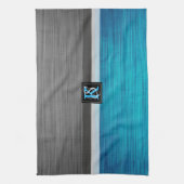 Einfache Monogramme mit zwei Tonen Blau und Grau Handtuch (Vertikal)