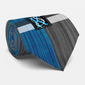 Einfache Monogramme mit zwei Tonen Blau und Grau Krawatte (Gerollt)