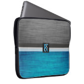 Einfache Monogramme mit zwei Tonen Blau und Grau Laptopschutzhülle (Vorne Rechts)