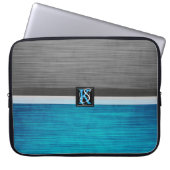 Einfache Monogramme mit zwei Tonen Blau und Grau Laptopschutzhülle (Vorderseite)