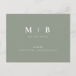 Einfache Monogrammskala Save the Date QR-Code Postkarte