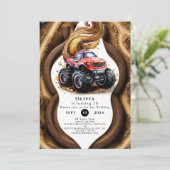 Einfache Monster Truck Geburtstag verzaubert Einladung (Stehend Vorderseite)