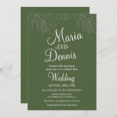 Einfache Monstera Line Handillustrierung Grün Einladung (Vorne/Hinten)