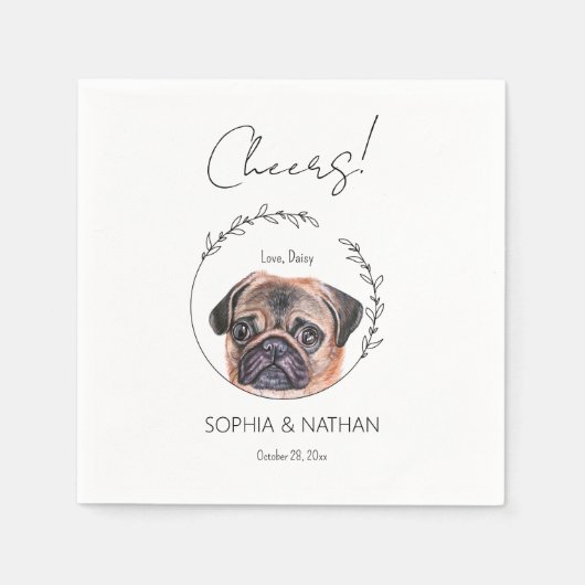 Einfache Mops Dog Wedding Cocktail Napkins Serviette (Vorderseite)