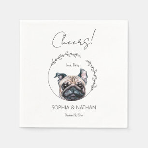 Einfache Mops Dog Wedding Cocktail Napkins Serviette