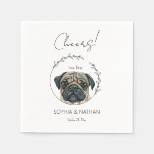 Einfache Mops Dog Wedding Cocktail Napkins Serviette