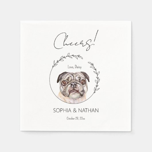 Einfache Mops Dog Wedding Cocktail Napkins Serviette (Vorderseite)