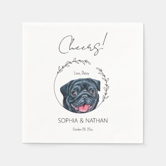 Einfache Mops Dog Wedding Cocktail Napkins Serviette (Vorderseite)