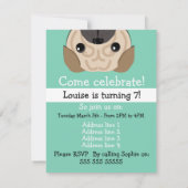 Einfache Mops Einladung zum Geburtstag (Rückseite)