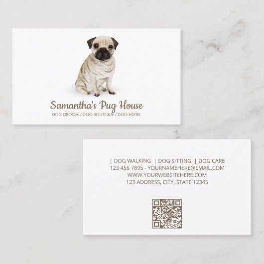 Einfache Mops-Hundesitze Visitenkarte (Vorne/Hinten)