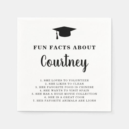 Einfache Mortar Board Fun Fakten Moderner Abschlus Serviette (Vorderseite)
