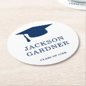 Einfache Mortar Board Navy Blue Moderner Abschluss Runder Pappuntersetzer (Angewinkelt)