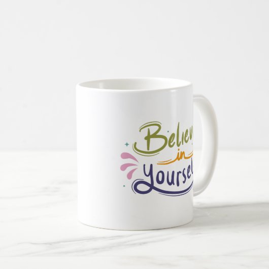 Einfache Motivation Selbstbewusstsein Liebe farbig Kaffeetasse (VorderseiteRechts)
