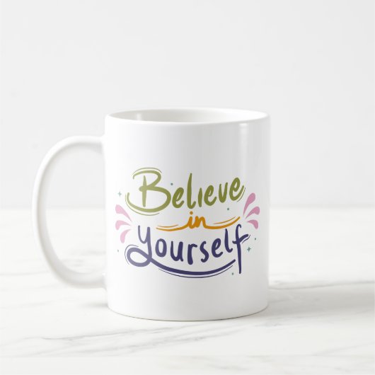 Einfache Motivation Selbstbewusstsein Liebe farbig Kaffeetasse (Links)