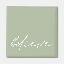 Einfache Motivierend Glaube Script Sage Green Magnet