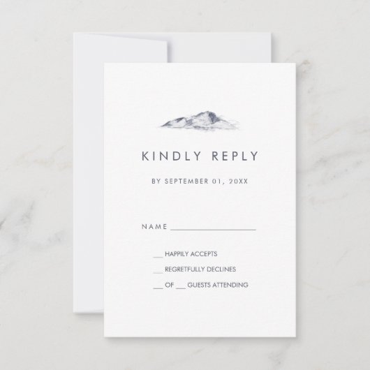 Einfache Mountain Simple Wedding RSVP Karte (Vorderseite)